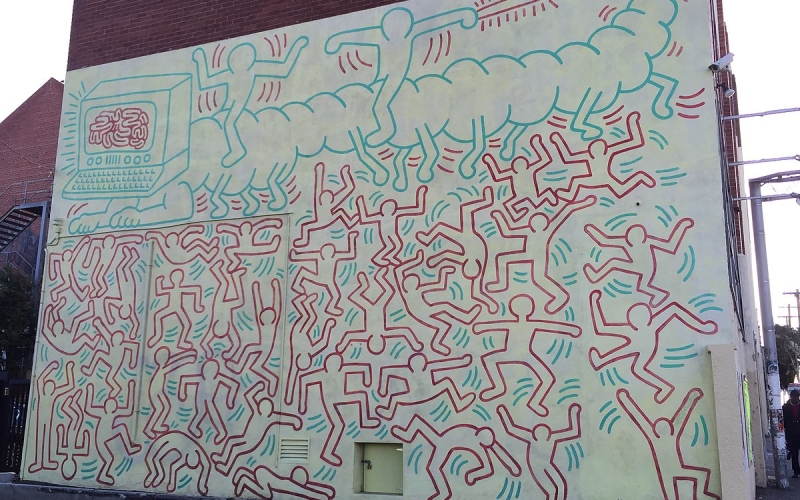 The Keith Haring Mural is of historical, aesthetic and social significance to the State of Victoria. It is a popular feature in Collingwood. Credit image: https://commons.wikimedia.org