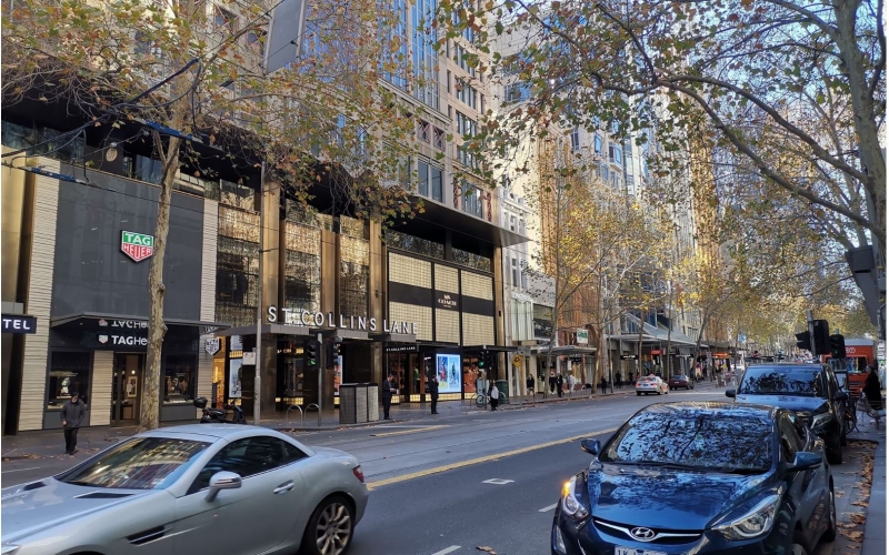 Collins Street, Melbourne is the central business hub of Victoria.