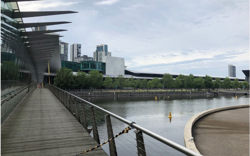 The Yarra River runs through the Melbourne CBD (city) and the Docklands.