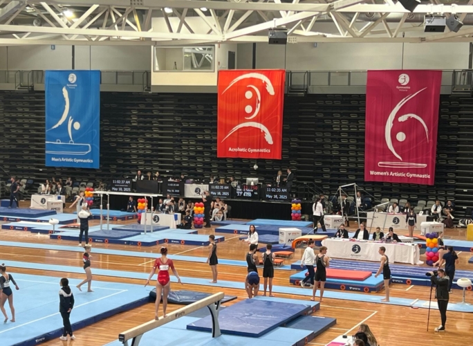 Parkville_State Sport Centre3 The state gymnastics competition being held at the State Sports Stadium.